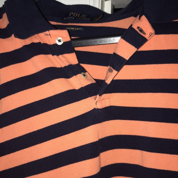 Polo XXL Custom Slim Fit Orange and Blue striped - Picture 4 of 5